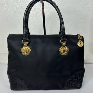Gianni Versace nylon/leather handbag/tote bag